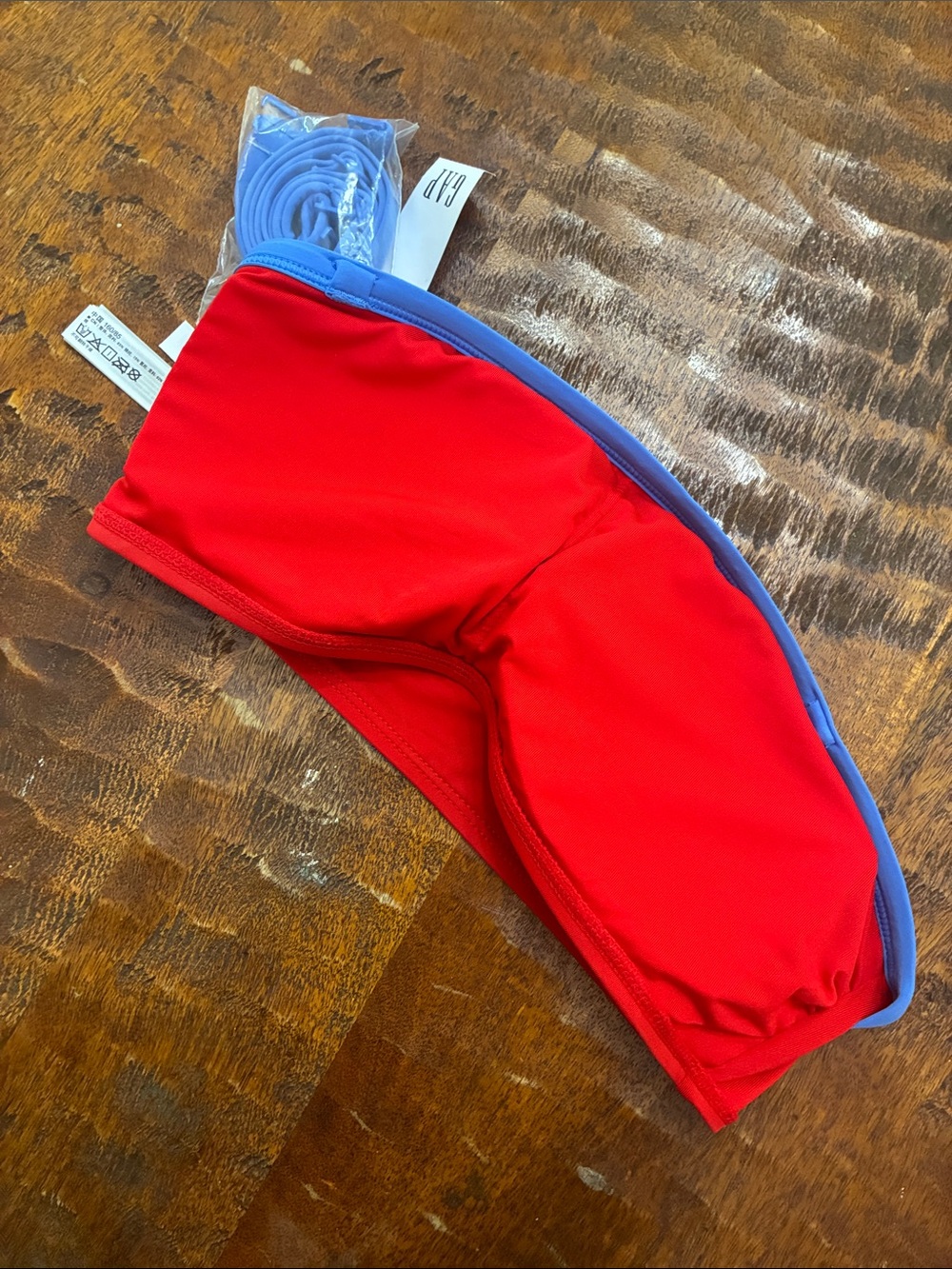 GAP Red Bandeau Bikini Top with Blue Trim - Picture 5 of 5